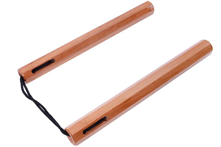 Nunchaku, Octogonal Natural - Madeira e Corda