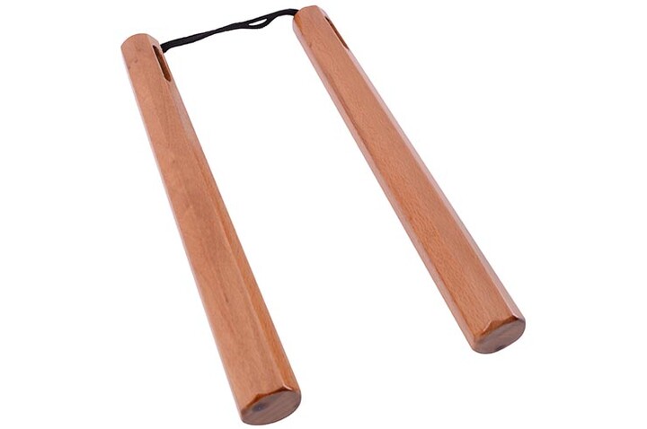 Nunchaku, Octogonal Natural - Madeira e Corda