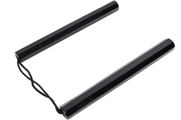 Nunchaku, Octogonal Preto - Madeira & Corda