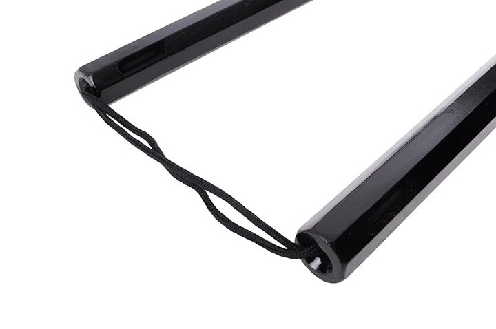 Nunchaku, Octogonal Preto - Madeira & Corda