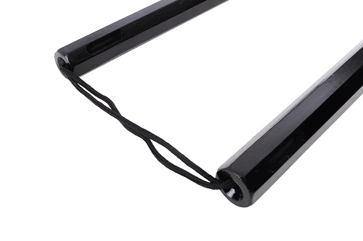 Nunchaku, Octogonal Preto - Madeira & Corda