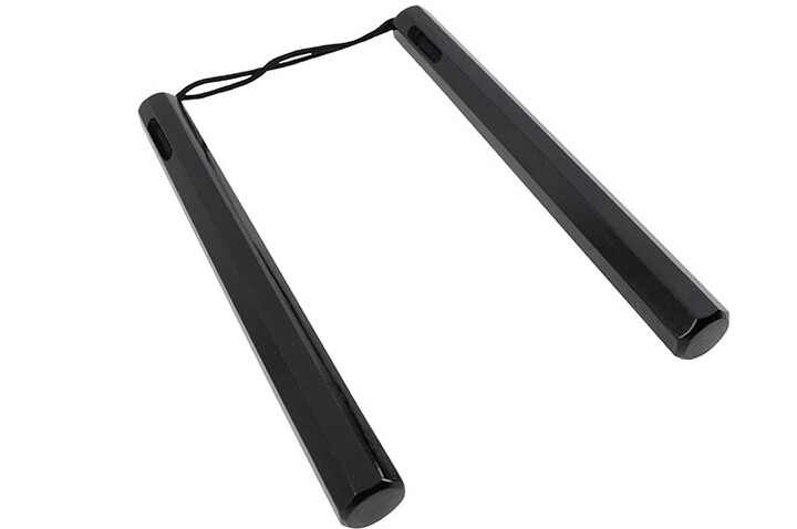 Nunchaku, Octogonal Preto - Madeira & Corda