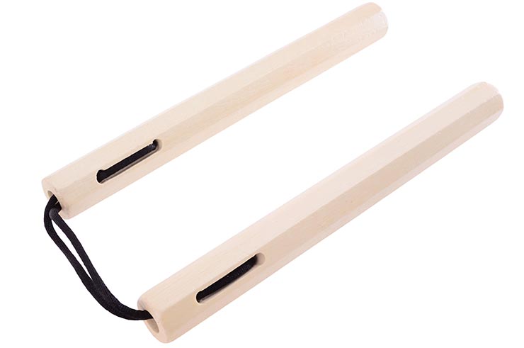 Nunchaku, Octogonal Blanco - Madera y Cuerda