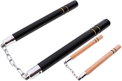 Nunchaku, Anillos grabados - Madera & Acero