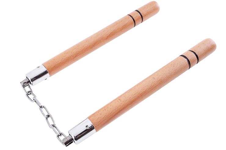 Nunchaku, Anillos grabados - Madera & Acero