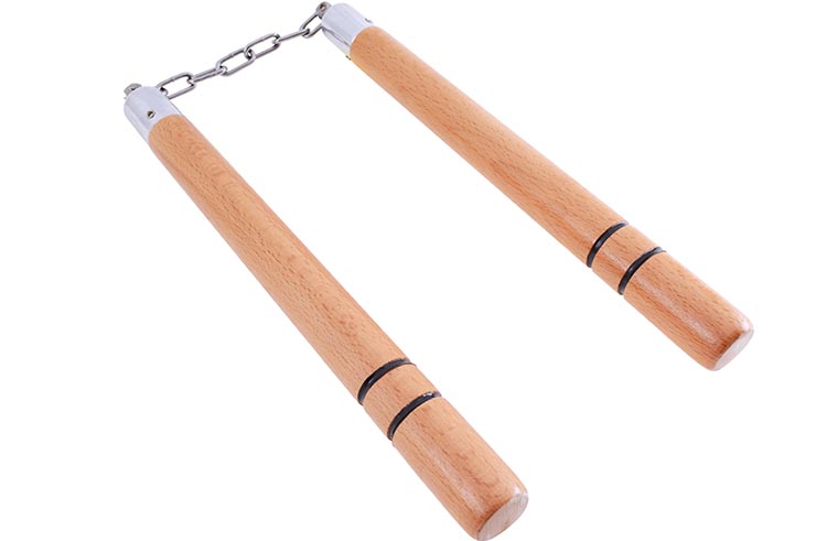 Nunchaku, Anillos grabados - Madera & Acero