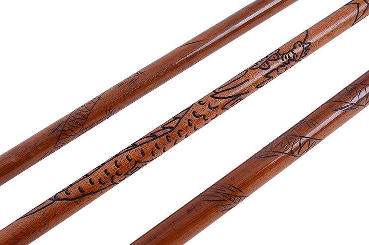 Straight Staff (Bô, Jyo and others) - Red Oak, Engraved Dragon