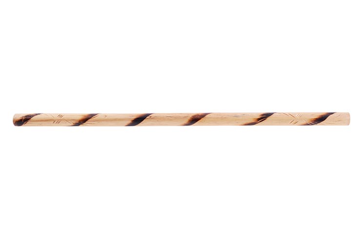 Baton Kali Escrima 66 cm - Rattan Lixado, Gravado & espiral ferro Vermelho