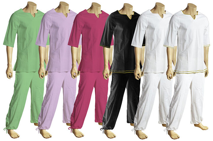 Roupa de ioga, algodão e linho