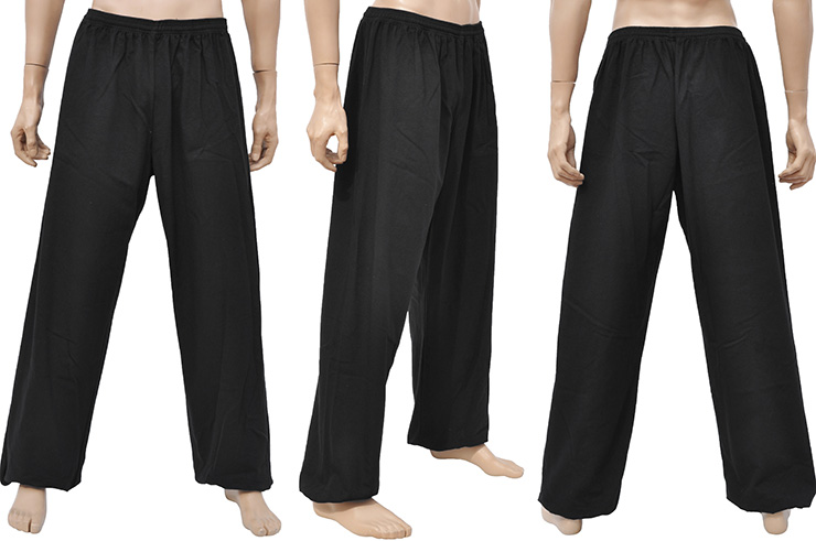 Pantalón de Wushu y Taiji, Algodón Espeso, Negro