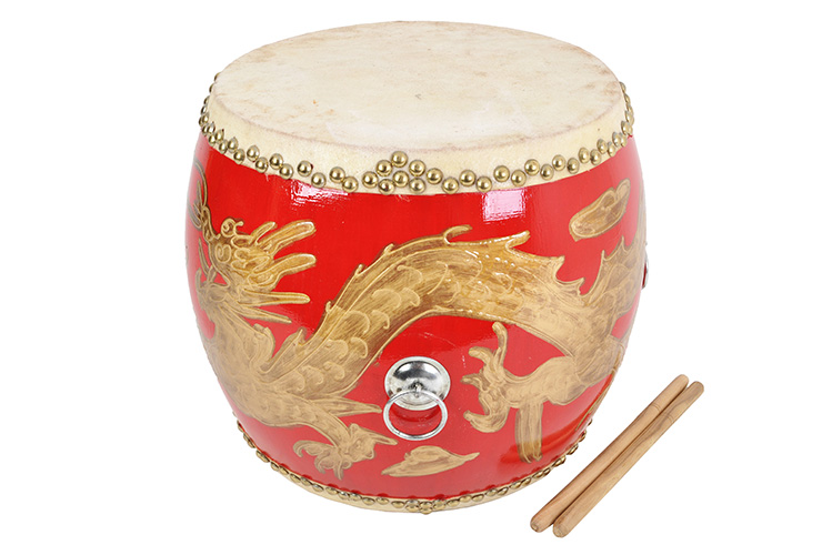 Small Drum, Lion Dance - Red with Dragon