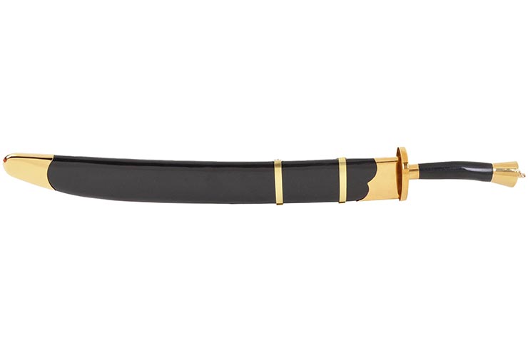 Kungfu Training Broadsword With Scabbard, Black/Golden - Semi Flexible