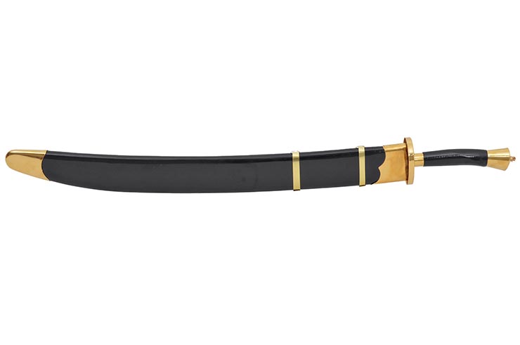 Kungfu Training Broadsword With Scabbard, Black/Golden - Semi Flexible