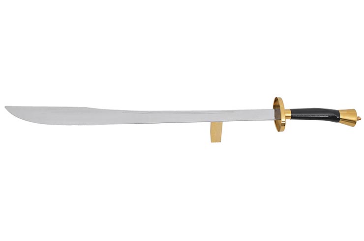 Kungfu Training Broadsword With Scabbard, Black/Golden - Semi Flexible