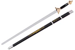 Straightsword With Scabbard, Black/Golden - Semi-Flexible