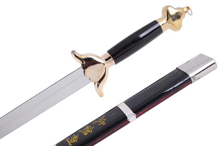 Straightsword With Scabbard, Black/Golden - Semi-Flexible