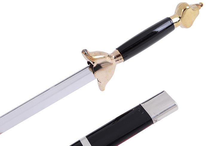 Straightsword With Scabbard, Black/Golden - Semi-Flexible