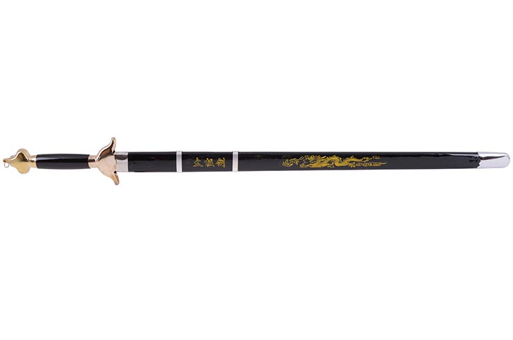 Straightsword With Scabbard, Black/Golden - Semi-Flexible