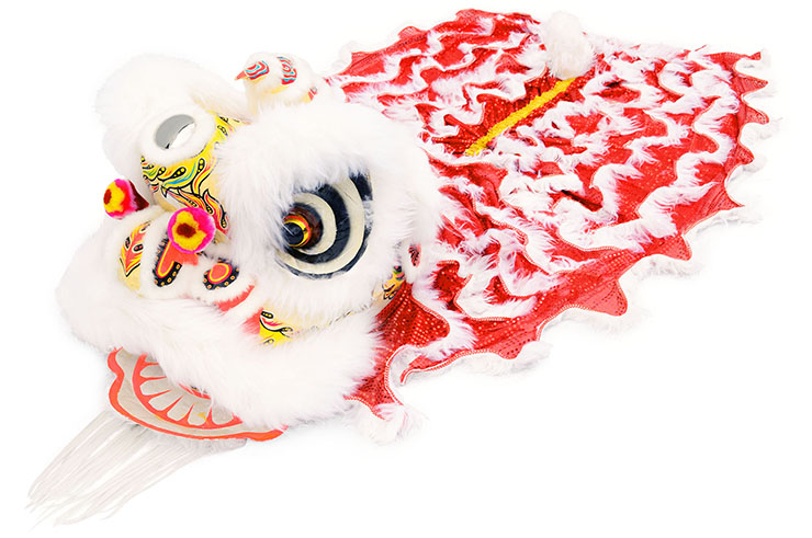 Costume Danse du Lion, Style du Sud - Blanc & Rouge