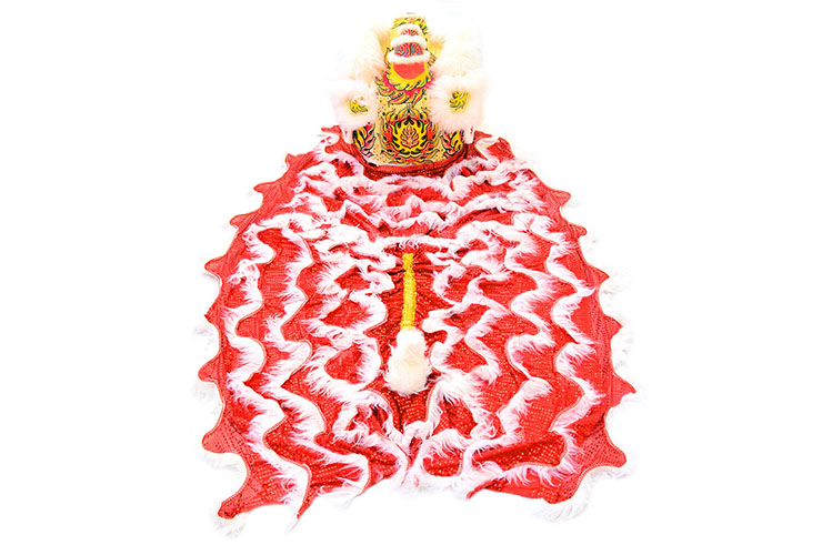 Costume Danse du Lion du Sud, Blanc et Rouge
