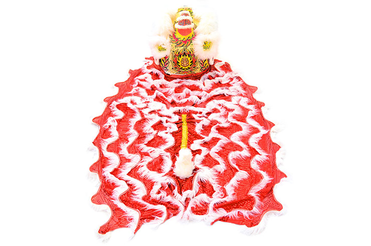 Costume Danse du Lion, Style du Sud - Blanc & Rouge