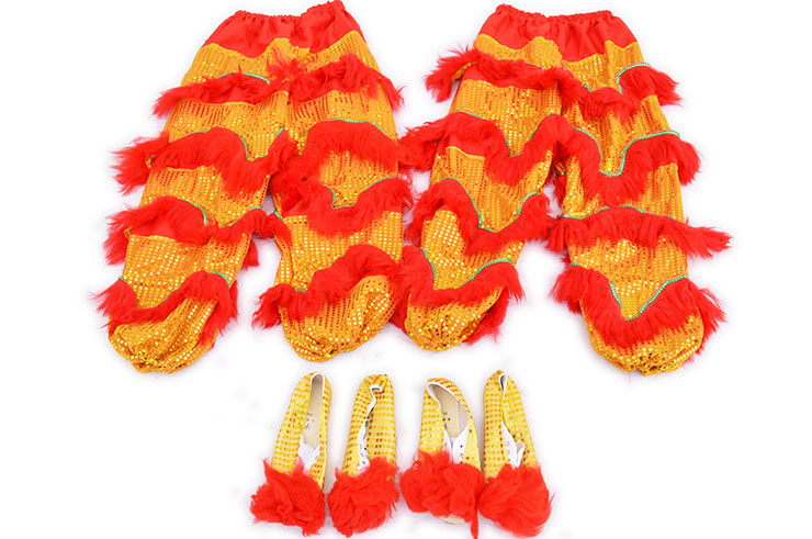 Costume Danse du Lion, Style du Sud - Rouge & Or