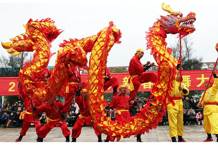 Costume Traditionnel Danse du Dragon - Haut de gamme, 7 personnes