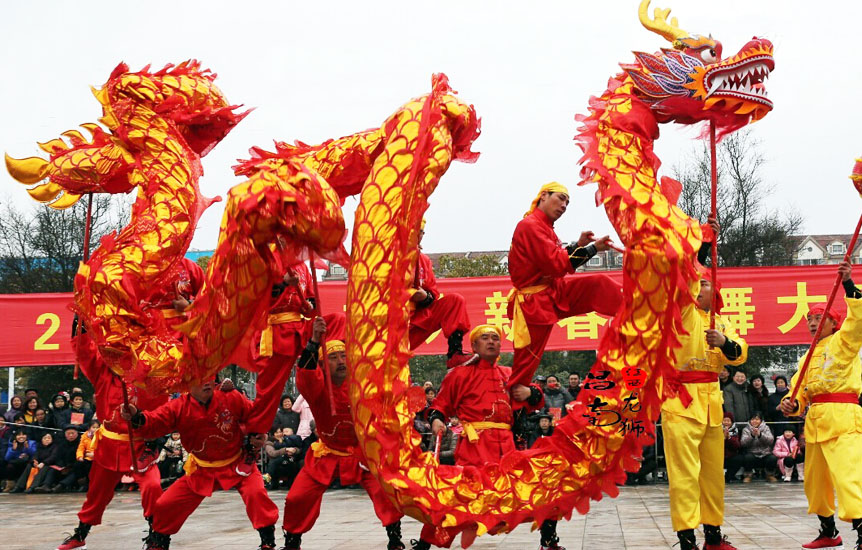 Costume Traditionnel Danse du Dragon - Haut de gamme, 7 personnes 