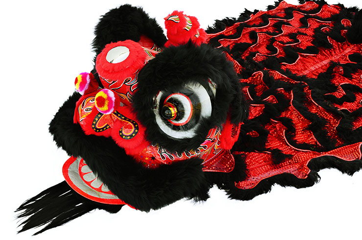 Costume Danse du Lion, Style du Sud - Noir & Rouge