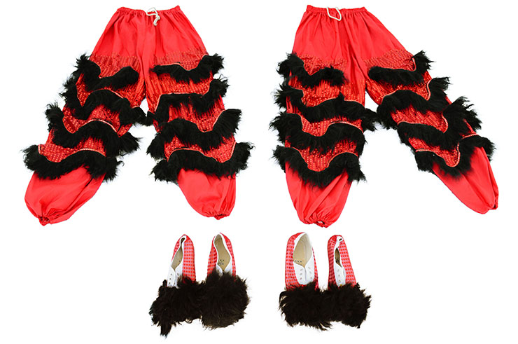 Costume Danse du Lion, Style du Sud - Noir & Rouge