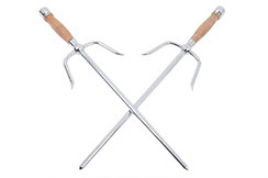 Round Sai, wooden wengé handle - Stainless steel