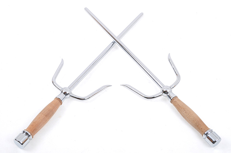 Round Sai, wooden wengé handle - Stainless steel