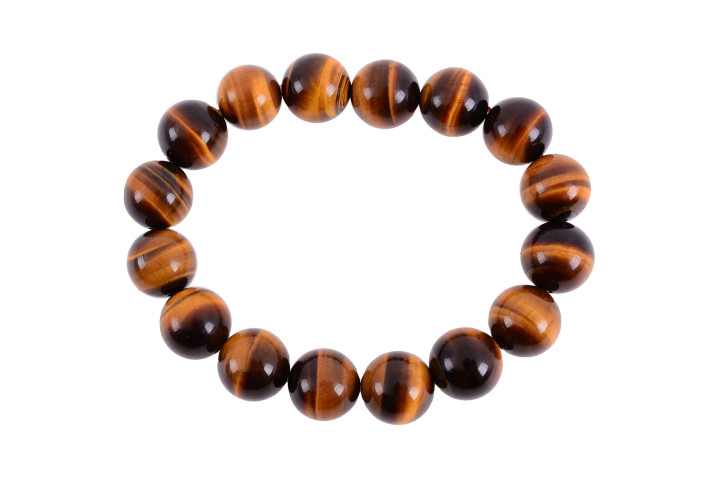 Bracelet Haut de Gamme, Oeil du Tigre - Perles 12 mm
