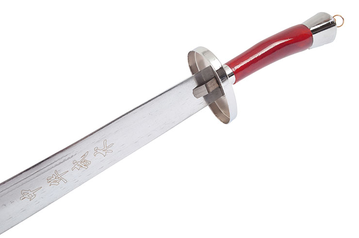 Kungfu Training Broadsword With Scabbard, Red/Silver - Flexible