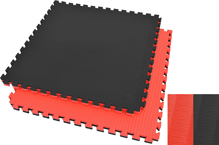 Tatami Puzzle 4 cm, Noir/Rouge, Motif Paille de Riz (travail au sol)