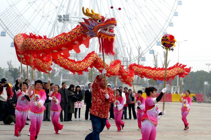 Costume Traditionnel Danse du Dragon - Haut de gamme, 7 personnes 