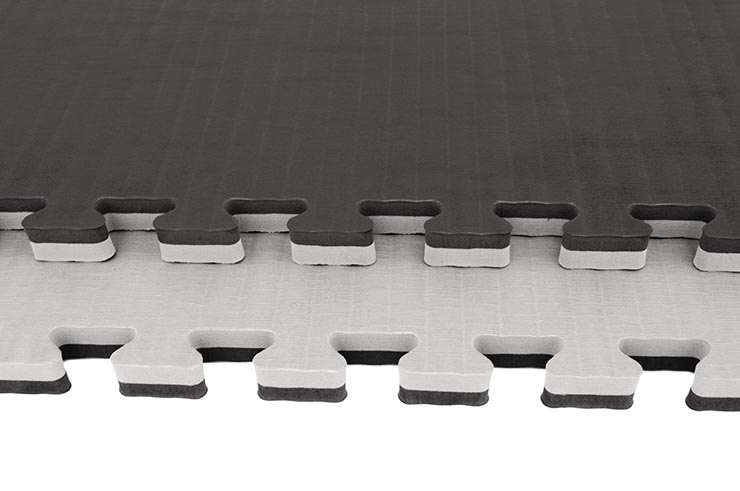 Tatami Puzzle 2,5 cm, noir/gris, Motif Paille de Riz (travail au sol)