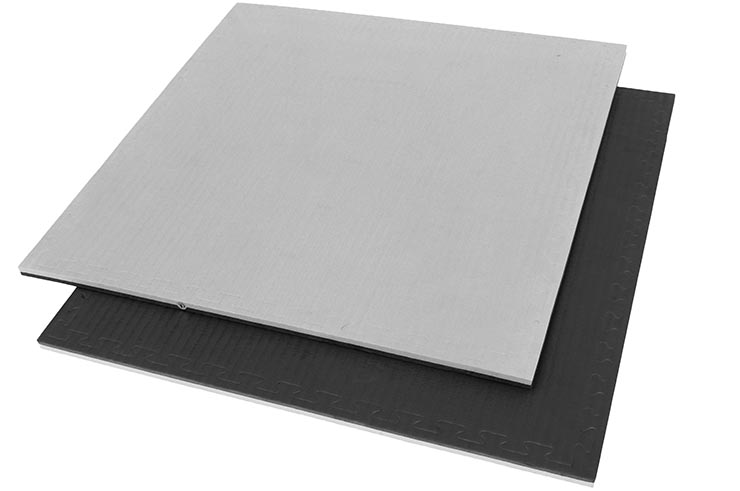 Tatami Puzzle 2,5 cm, noir/gris, Motif Paille de Riz (travail au sol)