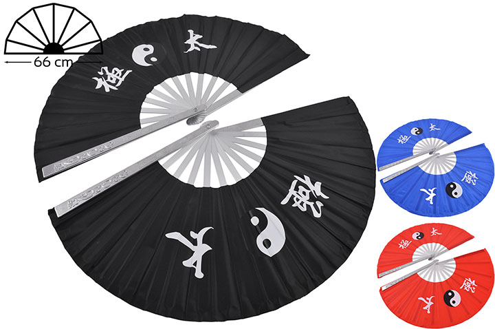 Double Éventail Tai Chi, Aluminium (Haut De Gamme) - Ying Yang