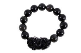 Obsidian Bracelet, Perla Pixiu - Stone 14 mm