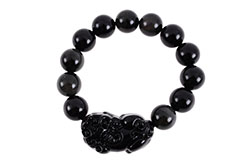 Bracelet Obsidienne, Perla Pixiu - Pierre 14 mm