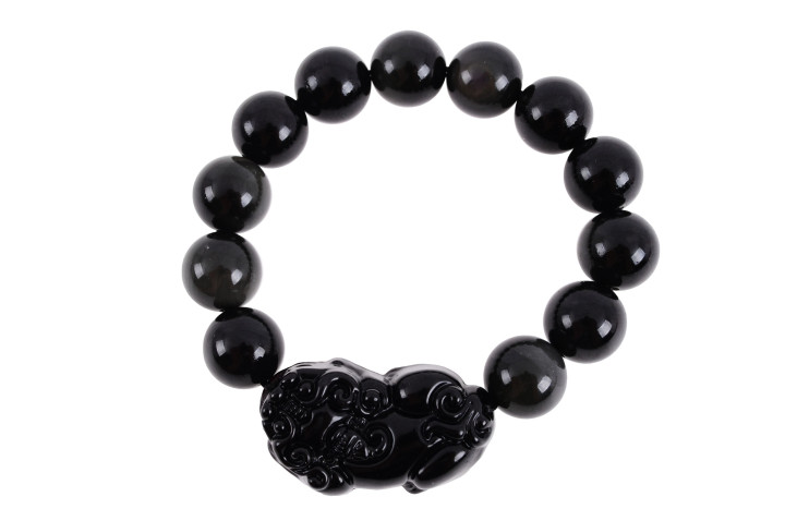 Bracelet Obsidienne, Perla Pixiu - Pierre 14 mm