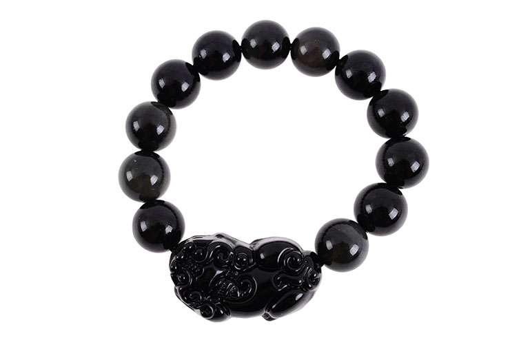 Obsidian Bracelet, Perla Pixiu - Stone 14 mm