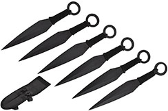 Kunai Fei Biao Acier, poignée tressée - Lot de 6 (15 cm)