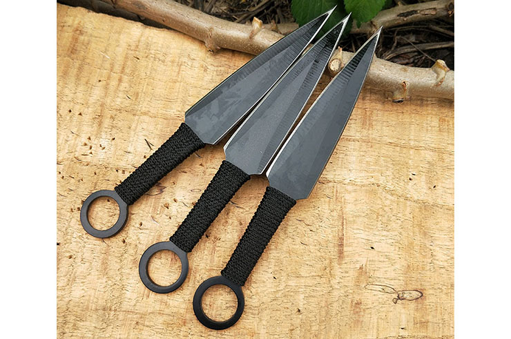 Kunai Fei Biao Aço, Pega Trançado - lote de 6 (15 cm)