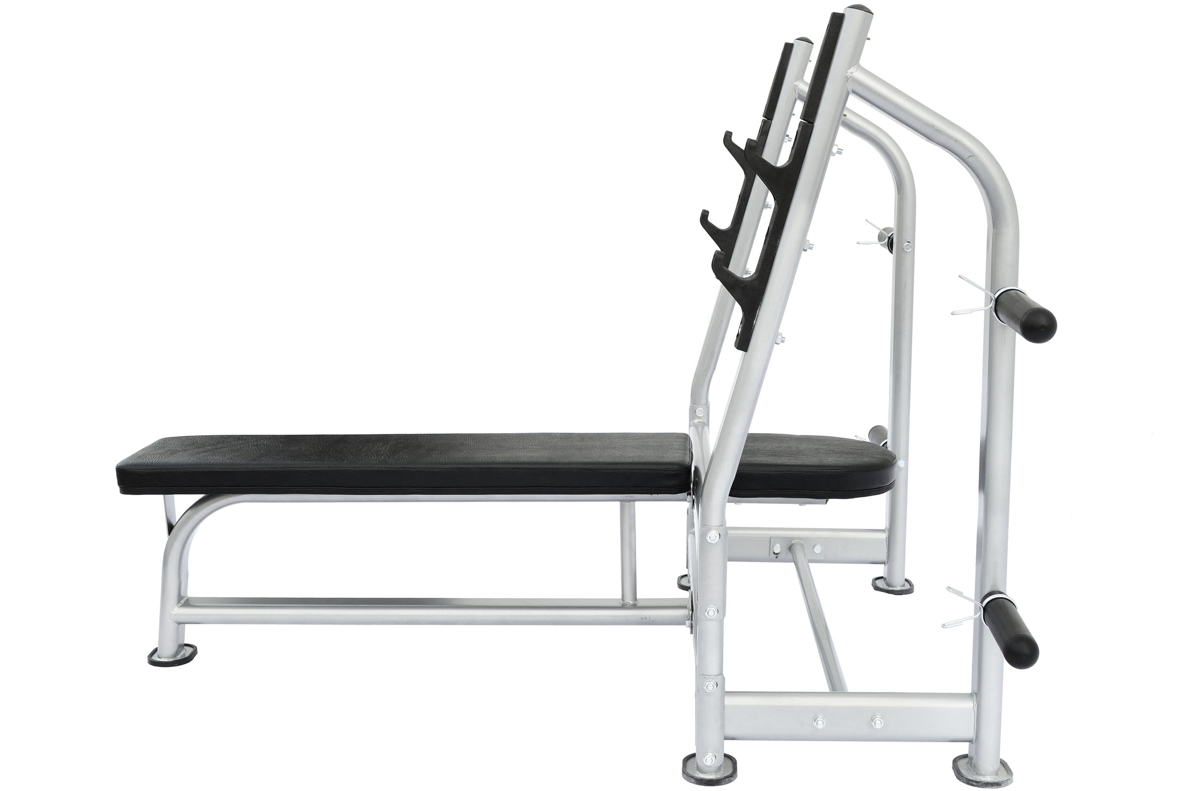 Banc de musculation developpé couché 4 épis pour ranger les disques