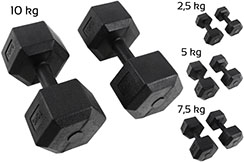 Paire d'haltères Hexagonales de 2,5 à 10 kg