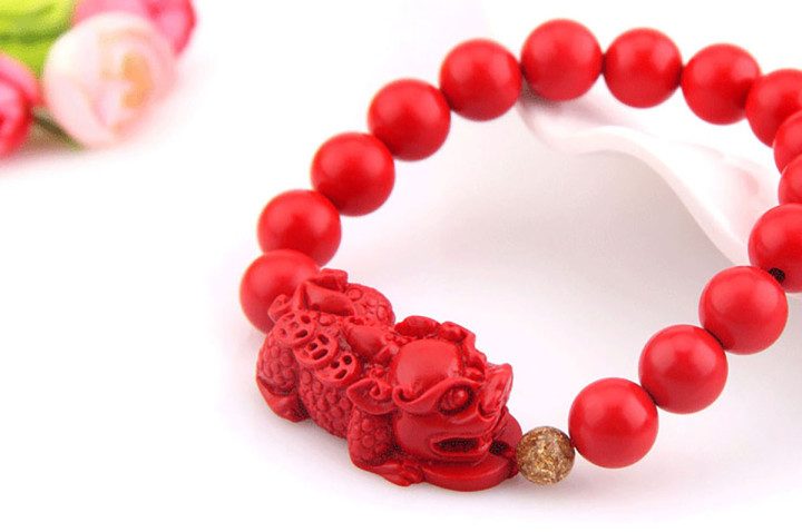 Obsidian Bracelet, Pixiu Bead - Stone 8 mm