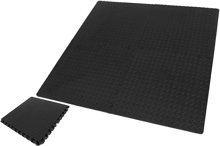 Puzzle Gym Mats, Home Gym - Black, Diamond Plate Pattern (120 x 120 cm)