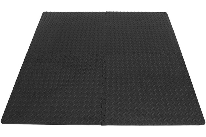 Puzzle Gym Mats, Home Gym - Black, Diamond Plate Pattern (120 x 120 cm)